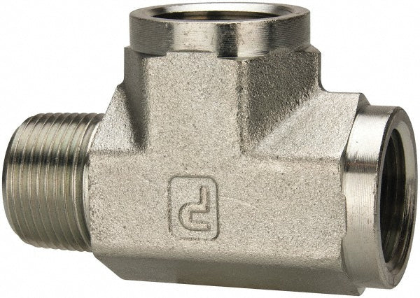 Parker 1 MRO-S Industrial Pipe Street Tee 1" Female Thread, 1" Male Thread, MNPTF x FNPTF