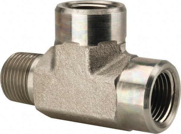 Parker 3/8 MRO-S Industrial Pipe Street Tee 3/8" Female Thread, 3/8" Male Thread, MNPTF x FNPTF