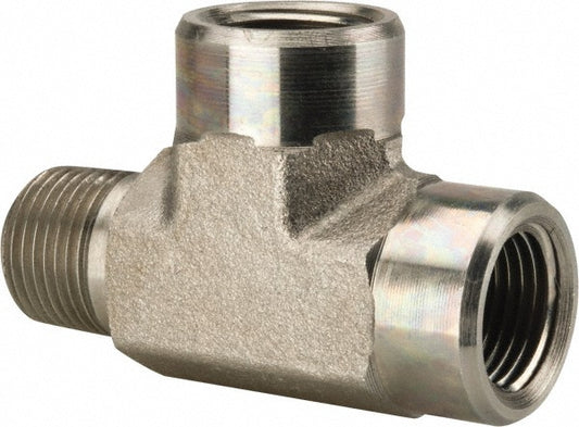 Parker 3/8 MRO-S Industrial Pipe Street Tee 3/8" Female Thread, 3/8" Male Thread, MNPTF x FNPTF
