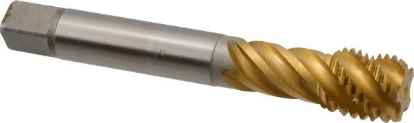 Emuge CU513700.5018 Spiral Flute Tap #1-8 UNC, 4 Flutes, Bottoming, 2B Class of Fit, High Speed Steel, TIN Coated