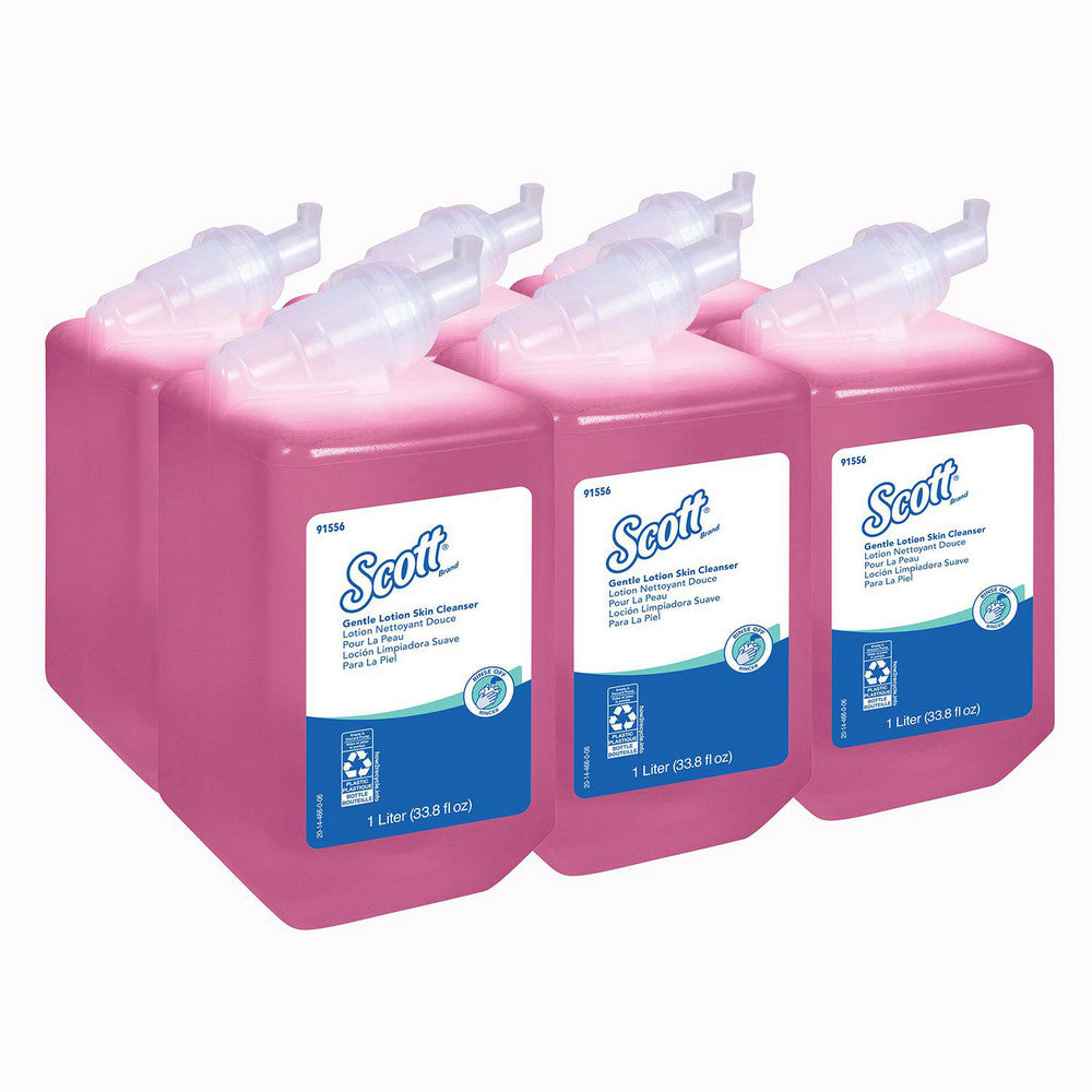 Scott 91556 Gentle Lotion Skin Cleanser, 1.0 L Manual Hand Soap Refills, Pink, Floral Scent