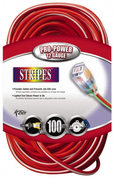Southwire 2549SW0041 100', 12/3 Gauge/Conductors, Red/White Outdoor Extension Cord