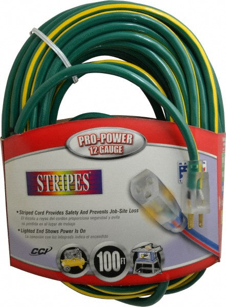 Southwire 2549SW0052 100', 12/3 Gauge/Conductors, Green/Yellow Outdoor Extension Cord