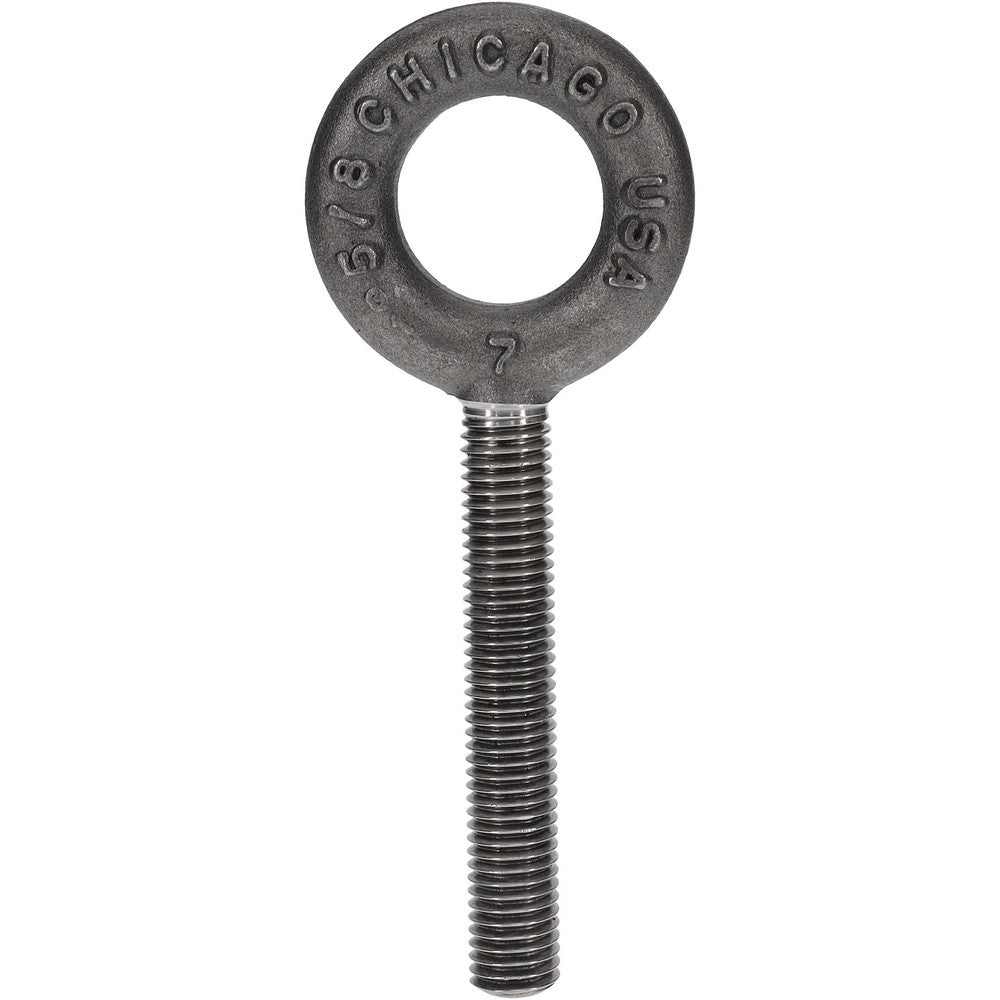 Gibraltar 11734 0 Fixed Lifting Eye Bolt Without Shoulder, 4,000 lb Capacity, 5/8-11 Thread, Grade C-1035 Forged Steel