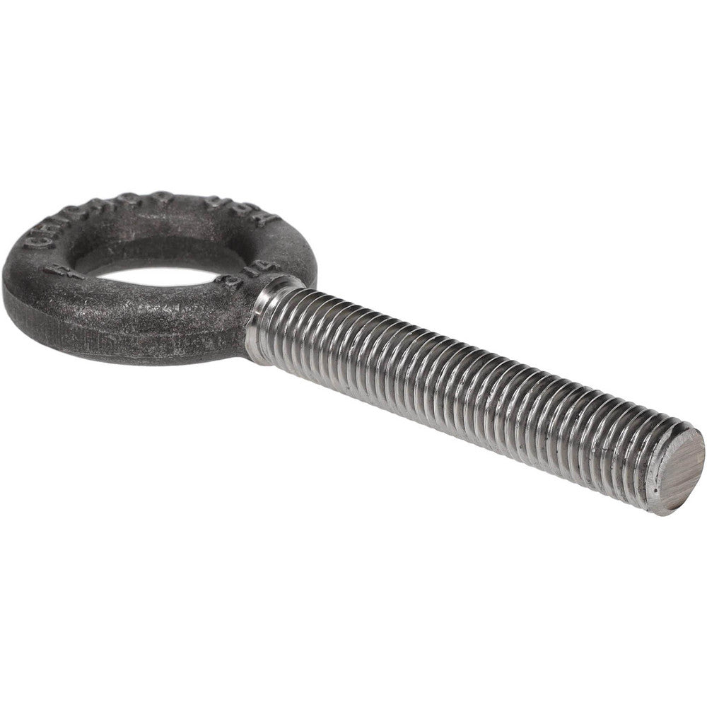 Gibraltar 11754 8 Fixed Lifting Eye Bolt Without Shoulder, 6,000 lb Capacity, 3/4-10 Thread, Grade C-1035 Forged Steel