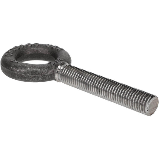 Gibraltar 11754 8 Fixed Lifting Eye Bolt Without Shoulder, 6,000 lb Capacity, 3/4-10 Thread, Grade C-1035 Forged Steel