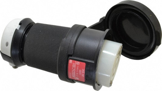 Hubbell Wiring Device-Kellems HBL2433SW Locking Inlet Connector, Industrial, L16-20R, 480V, Black & White