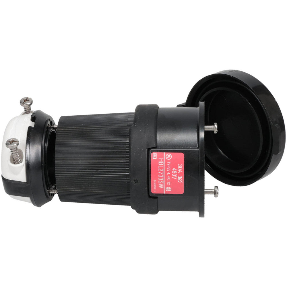 Hubbell Wiring Device-Kellems HBL2733SW Locking Inlet Connector, Industrial, L16-30R, 480V, Black & White