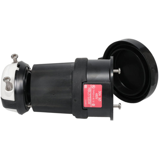 Hubbell Wiring Device-Kellems HBL2733SW Locking Inlet Connector, Industrial, L16-30R, 480V, Black & White