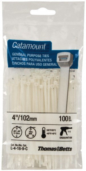 Thomas & Betts L-4-18-9-C Cable Tie Duty 4" Long, Natural, Nylon, Standard