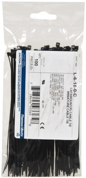 Thomas & Betts L-6-18-0-C Cable Tie Duty 6.4" Long, Black, Nylon, Standard