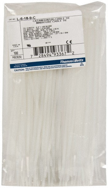 Thomas & Betts L-6-18-9-C Cable Tie Duty 6.4" Long, Natural, Nylon, Standard