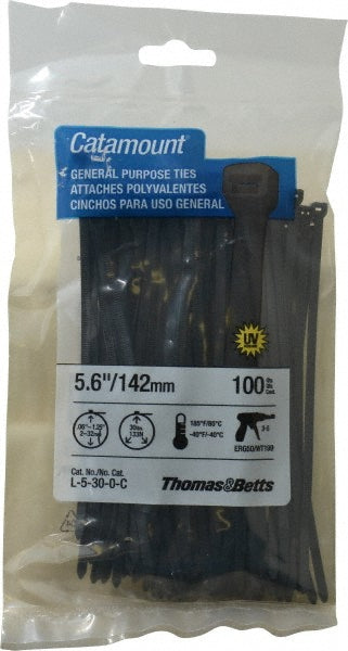 Thomas & Betts L-5-30-0-C Cable Tie Duty 5.6" Long, Black, Nylon, Standard