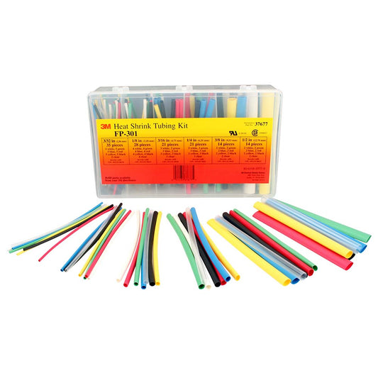 3M 7000031588 133 Piece, Black, Blue, Clear, Green, Red, White and Yellow, Heat Shrink Electrical Tubing Kit