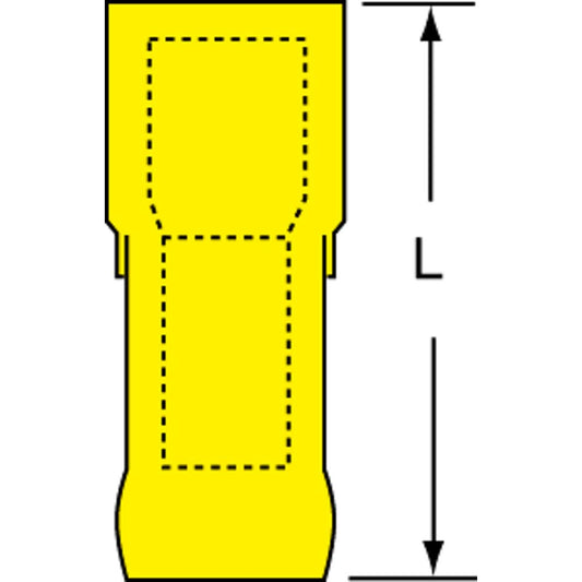 3M 7010397413 Wire Disconnect Female, Yellow, Vinyl, 12-10 AWG, 1/4" Tab Width