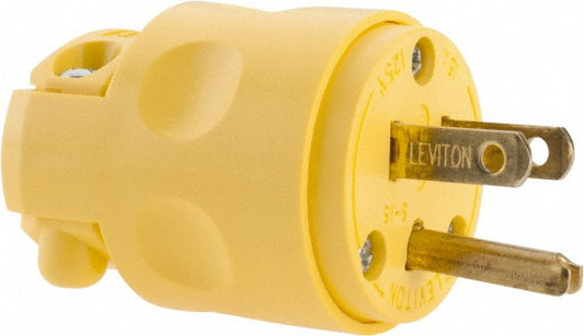 Leviton 515PV Straight Blade Plug Residential, 5-15P, 125VAC, Yellow