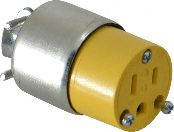 Leviton 515CA Straight Blade Connector Residential, 5-15R, 125VAC, Yellow