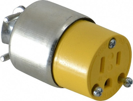 Leviton 515CA Straight Blade Connector Residential, 5-15R, 125VAC, Yellow