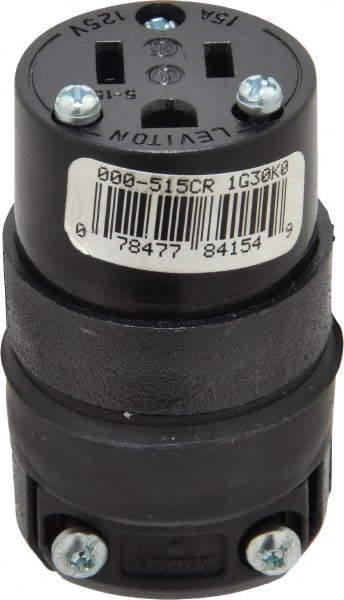 Leviton 515CR Straight Blade Connector Residential, 5-15R, 125VAC, Black