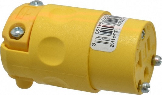Leviton 520CV Straight Blade Connector Commercial, 5-20R, 125VAC, Yellow