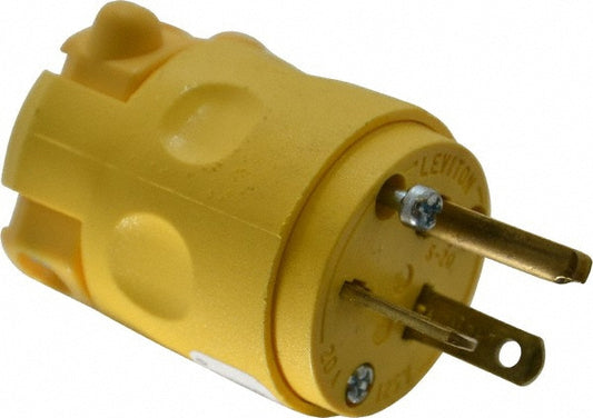 Leviton 520PV Straight Blade Plug Commercial, 5-20P, 125VAC, Yellow