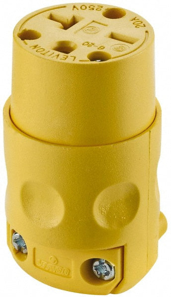 Leviton 620CV Straight Blade Connector Commercial, 6-20R, 250VAC, Yellow