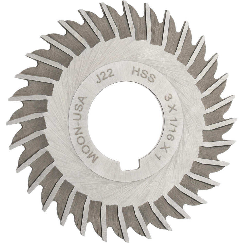 MOON CUTTERS CO. SS362 Side Chip Saw 3" Blade Dia, 1/16" Blade Thickness, 1" Arbor Hole Dia, 32 Teeth, High Speed Steel