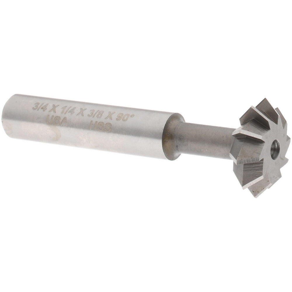 MOON CUTTERS CO. SDA750-90 Double Angle Milling Cutter 90 &deg, 3/4" Cut Dia, 1/4" Cut Width, 3/8" Shank Dia, High Speed Steel