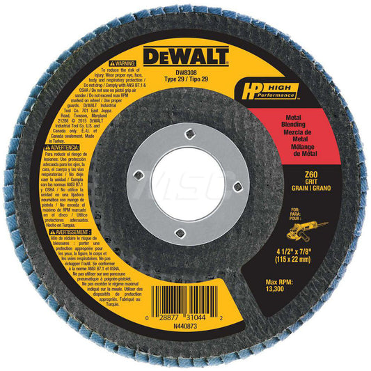DeWALT DW8308 Flap Disc 7/8" Hole, 60 Grit, Zirconia Alumina, Type 29