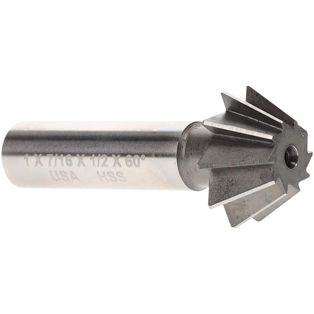 Made in USA Milling Cutters SAC1000-60 1 x 7/16" 60&deg 10-Tooth High Speed Steel Single-Angle Cutter
