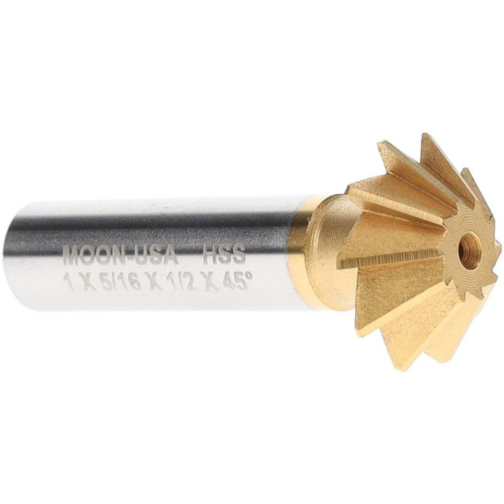 Made in USA Milling Cutters SAC1000-45-TIN 1 x 5/16" 45&deg 10-Tooth High Speed Steel Single-Angle Cutter