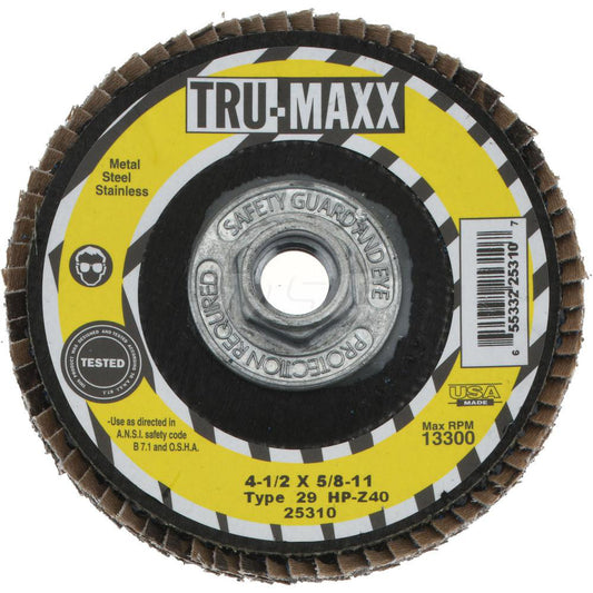 Tru-Maxx 66254443436 Flap Disc 5/8-11 Hole, 40 Grit, Zirconia Alumina, Type 29