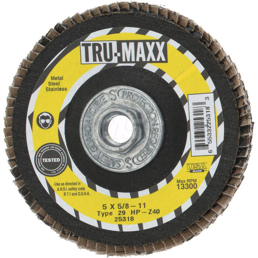 Tru-Maxx 66254443425 Flap Disc 5/8-11 Hole, 40 Grit, Zirconia Alumina, Type 29