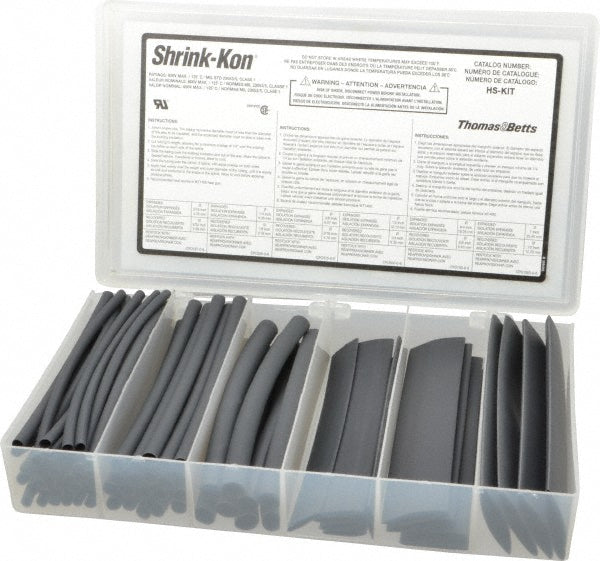 Thomas & Betts HS-KIT 74 Piece, Black, Heat Shrink Electrical Tubing Kit