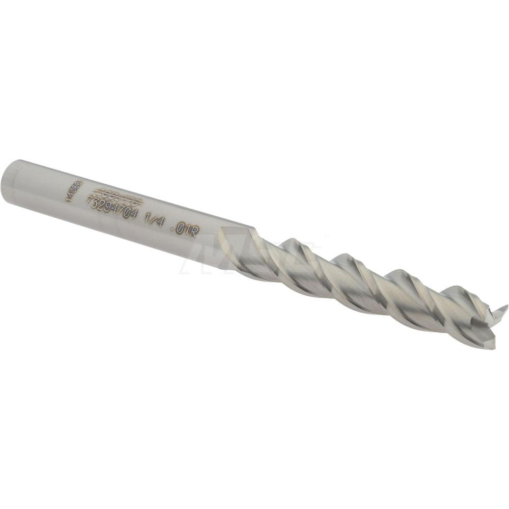 Accupro 73294704 Corner Radius End Mill 1/4" Dia, 1-1/4" LOC, 0.01" Radius, 3 Flutes, Solid Carbide
