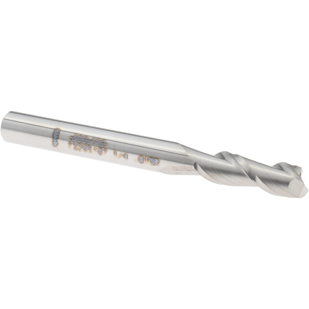 Accupro 73295107 Corner Radius End Mill 1/4" Dia, 3/4" LOC, 0.0150" Radius, 2 Flute, Solid Carbide
