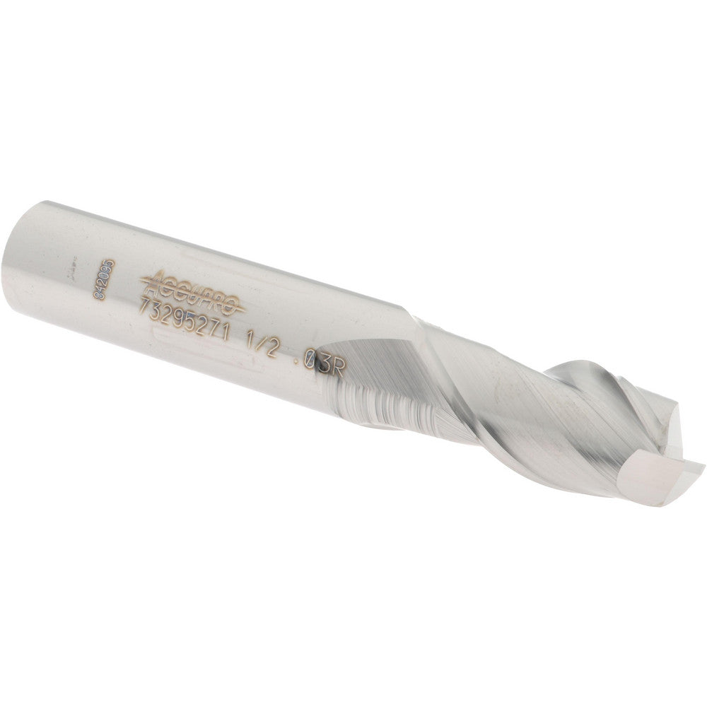 Accupro 73295271 Corner Radius End Mill 1/2" Dia, 1" LOC, 0.03" Radius, 2 Flutes, Solid Carbide