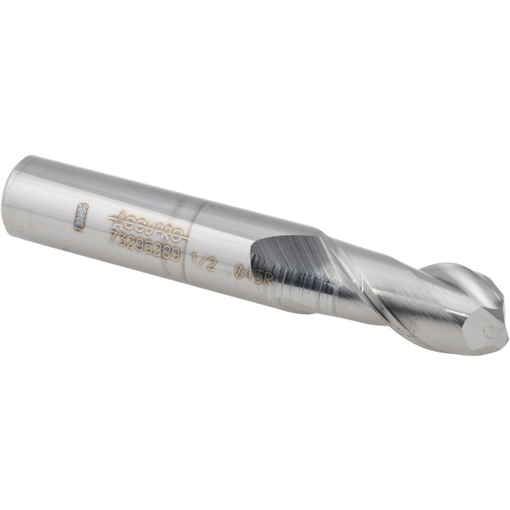 Accupro 73295289 Corner Radius End Mill 1/2" Dia, 1" LOC, 0.0450" Radius, 2 Flute, Solid Carbide