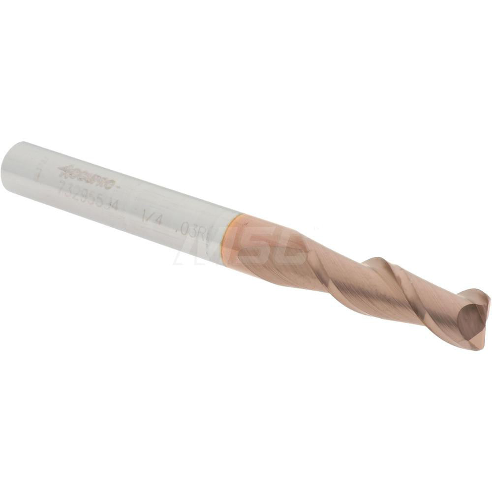 Accupro 73295594 Corner Radius End Mill 1/4" Dia, 3/4" LOC, 0.03" Radius, 2 Flutes, Solid Carbide