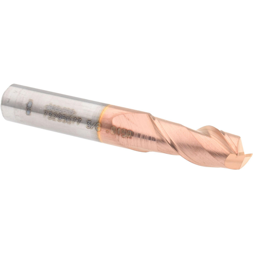 Accupro 73295677 Corner Radius End Mill 3/8" Dia, 7/8" LOC, 0.015" Radius, 2 Flutes, Solid Carbide