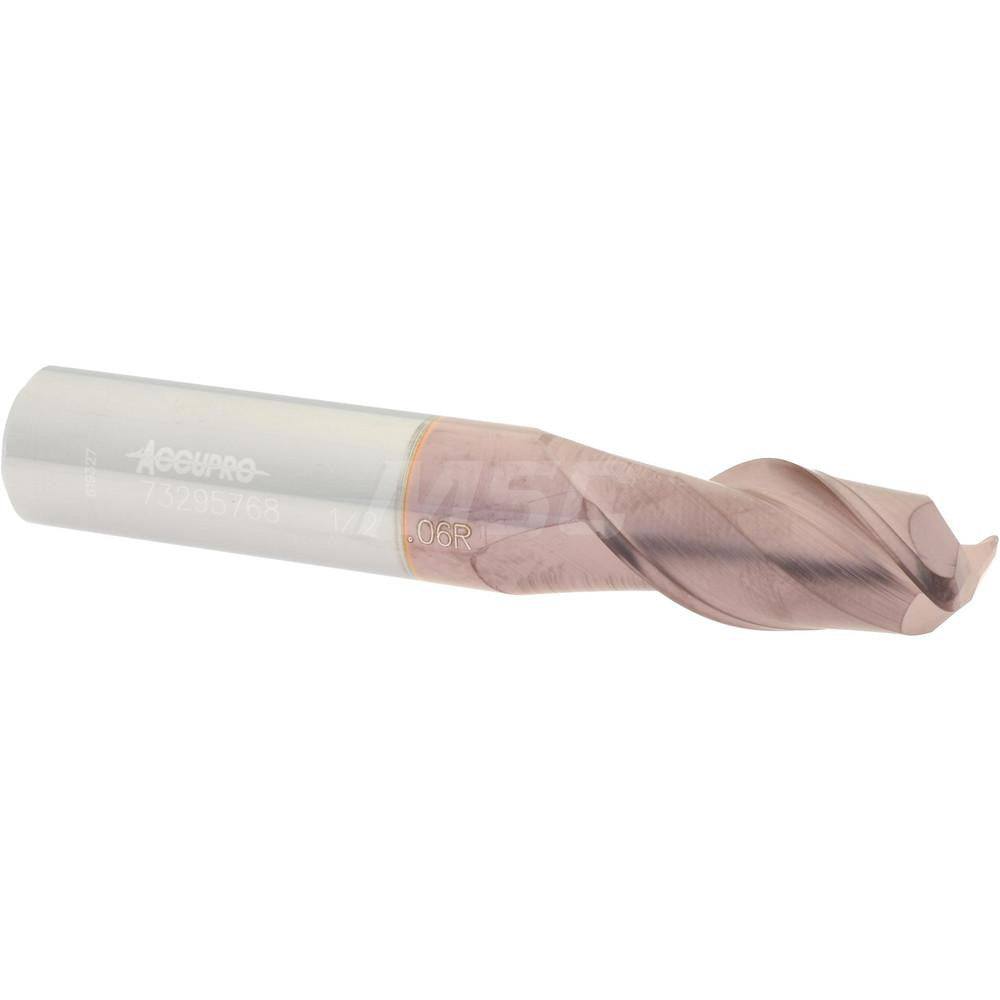 Accupro 73295768 Corner Radius End Mill 1/2" Dia, 1" LOC, 0.06" Radius, 2 Flutes, Solid Carbide