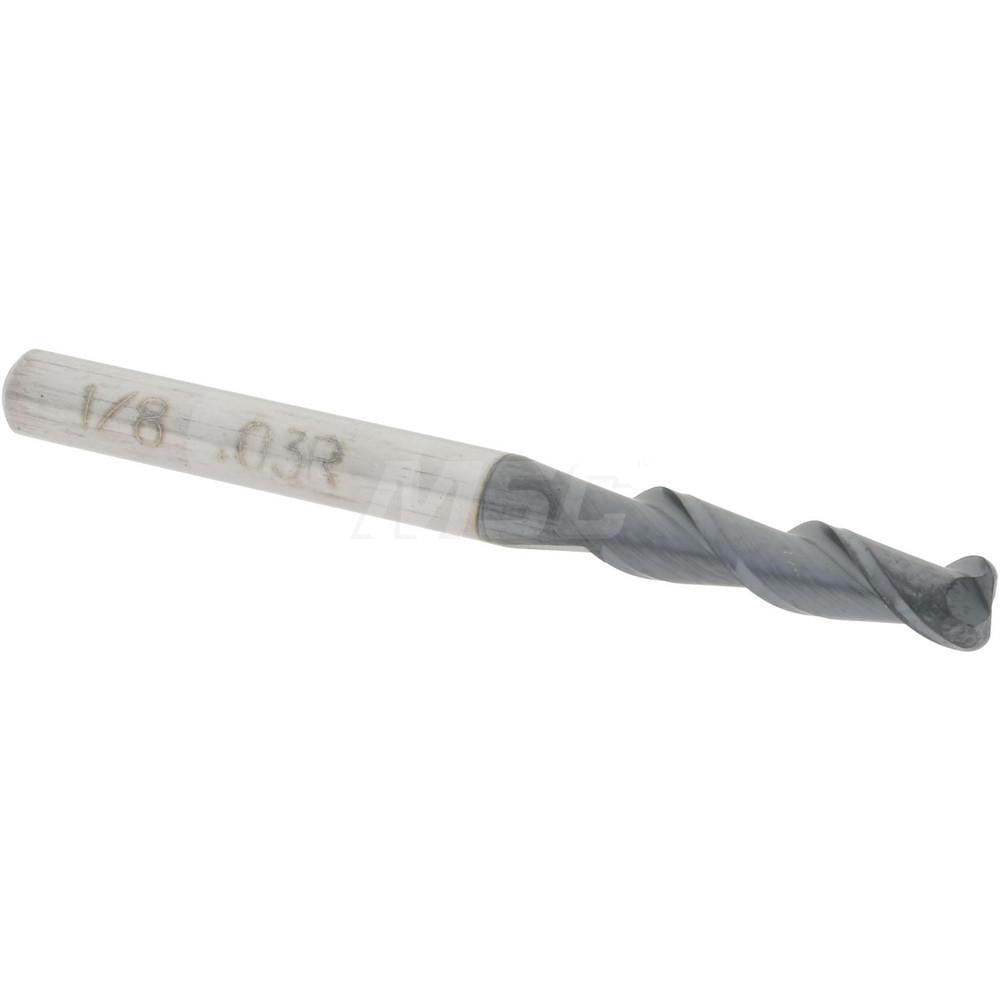 Accupro 73295990 Corner Radius End Mill 1/8" Dia, 1/2" LOC, 0.03" Radius, 2 Flutes, Solid Carbide