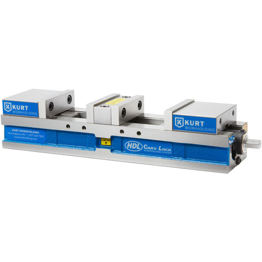 Kurt HDL4J Machine Vise Double-Station, 4.00" Jaw Width, 2-63/64" Jaw Opening, Stationary Base