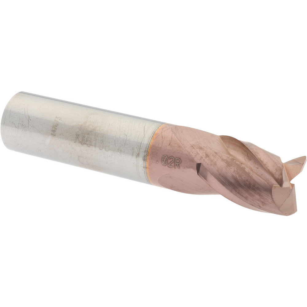 Accupro 73513814 Corner Radius End Mill 1/2" Dia, 5/8" LOC, 0.02" Radius, 3 Flutes, Solid Carbide