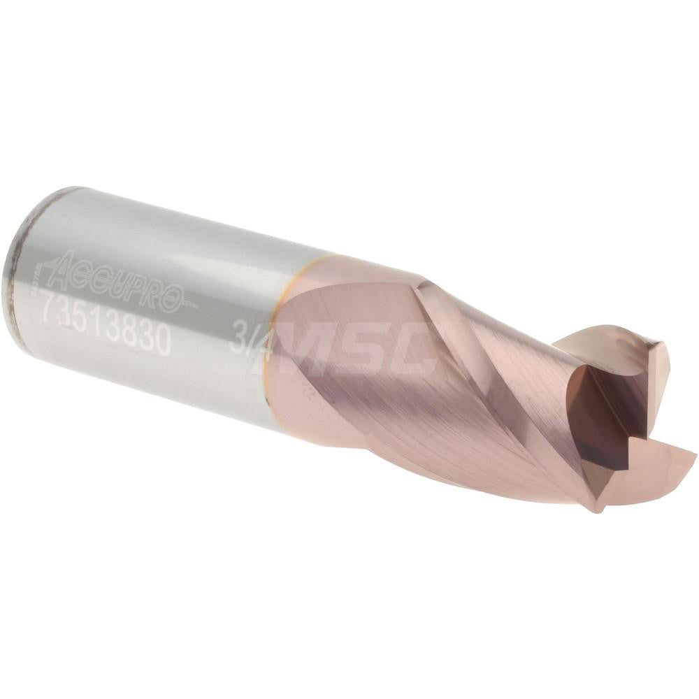 Accupro 73513830 Corner Radius End Mill 3/4" Dia, 1" LOC, 0.03" Radius, 3 Flutes, Solid Carbide