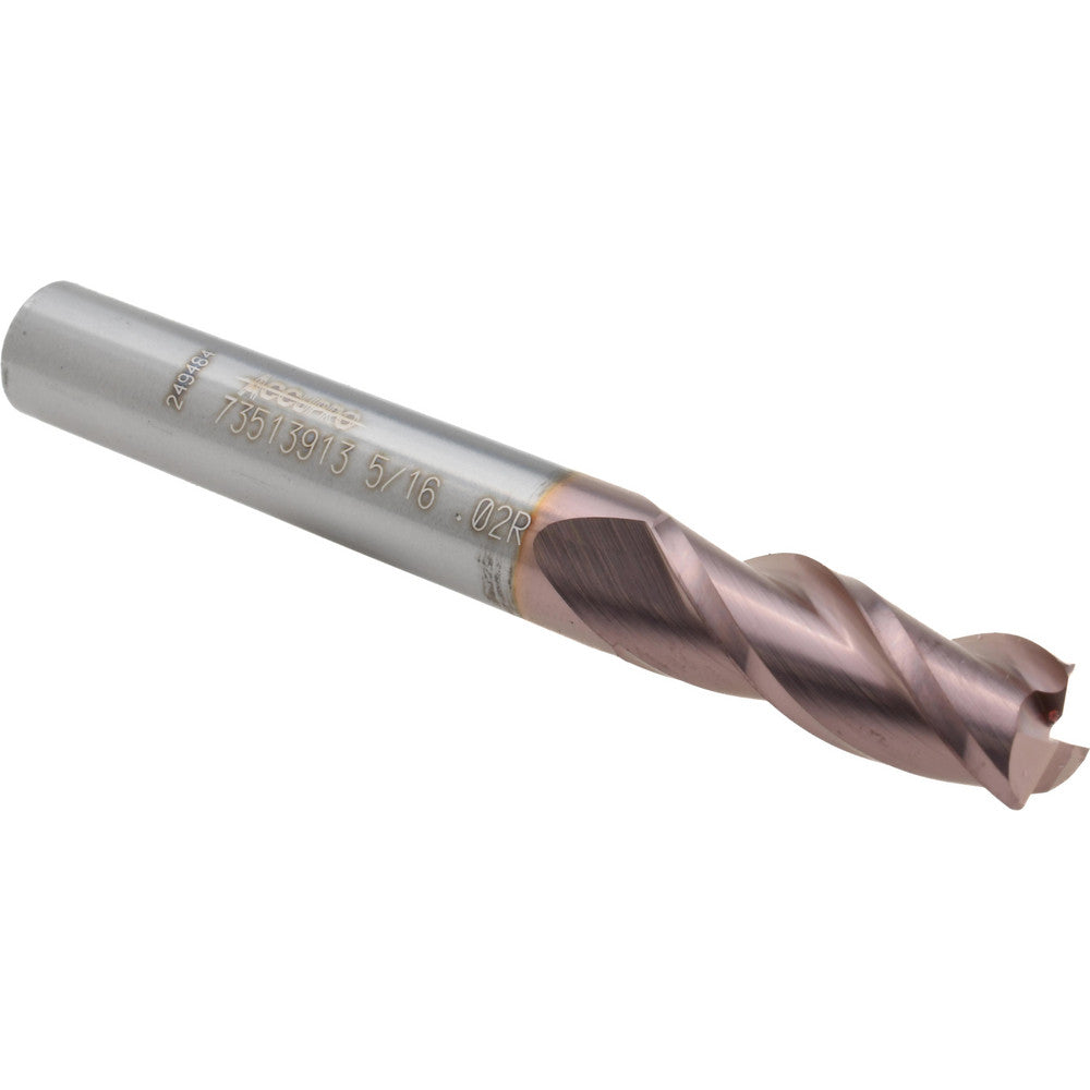 Accupro 73513913 Corner Radius End Mill 5/16" Dia, 13/16" LOC, 0.02" Radius, 3 Flutes, Solid Carbide