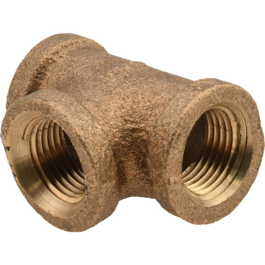 Merit Brass XNL106-06 Brass Pipe Tee 3/8" Fitting, Threaded, FNPT x FNPT x FNPT, Class 125, Lead Free