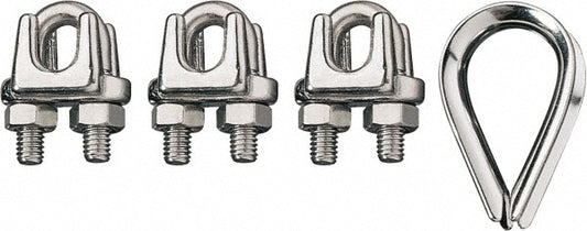 Ronstan ID003404-10 Wire Rope Grip 3/8" Rope Dia, 316 Stainless Steel