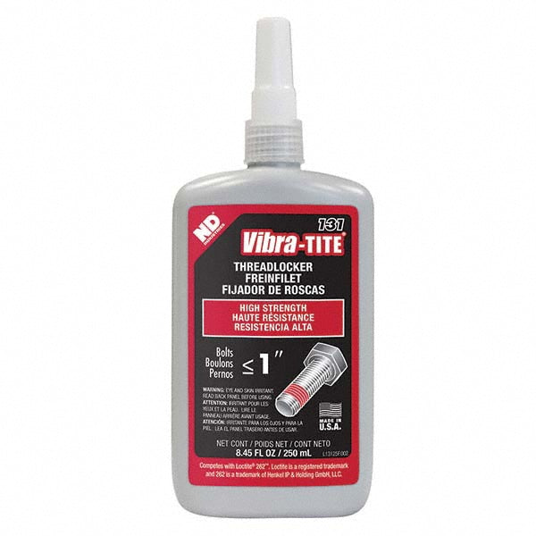 Vibra-Tite 13125 Threadlocker Red, Liquid, 250 mL, Bottle