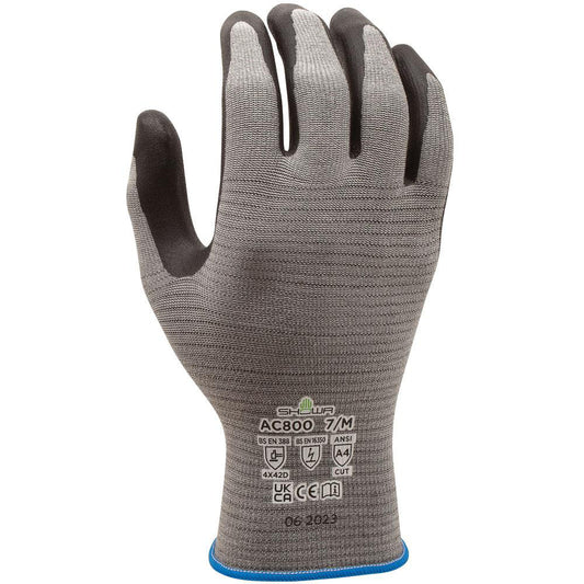 SHOWA AC800XXL-10 Cut & Puncture Resistant Gloves Style Knit  Coating Material Micropore Nitrile  Coating Coverage Palm & Fingertips  Glove Type Cut-Resistant  ANSI/ISEA Cut Resistance Level A4  Primary Material Engineered Yarn Microfiber